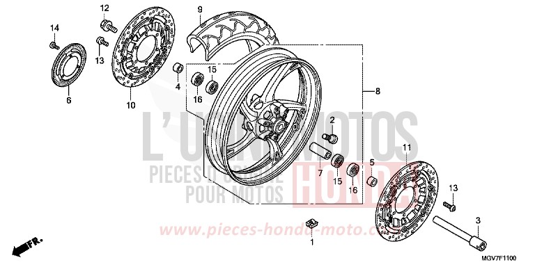 FRONT WHEEL for CBR600F PEARL COOL WHITE (NHA16) from 2011