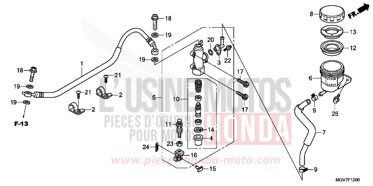 REAR BRAKE MASTER CYLINDER (CBR600F) for CBR600F PEARL COOL WHITE (NHA16) from 2011