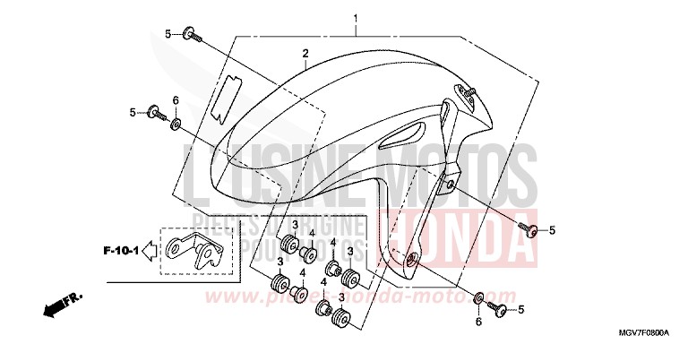 FRONT FENDER for CBR600F PEARL COOL WHITE (NHA16K) from 2011