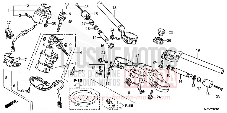 HANDLE PIPE/TOP BRIDGE for CBR600F PEARL NIGHTSTAR BLACK (NHA84) from 2011