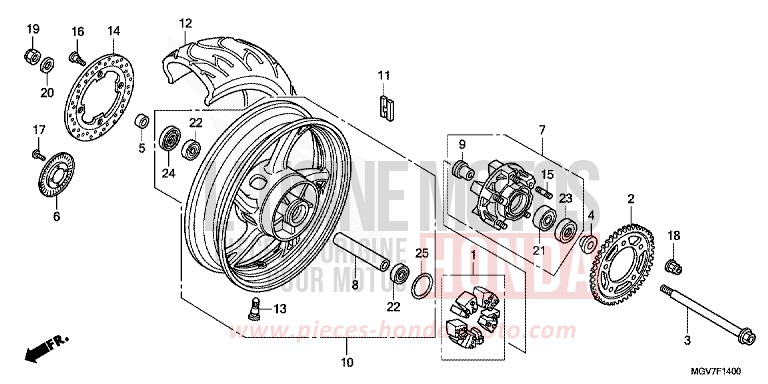 REAR WHEEL for CBR600F PEARL NIGHTSTAR BLACK (NHA84) from 2011