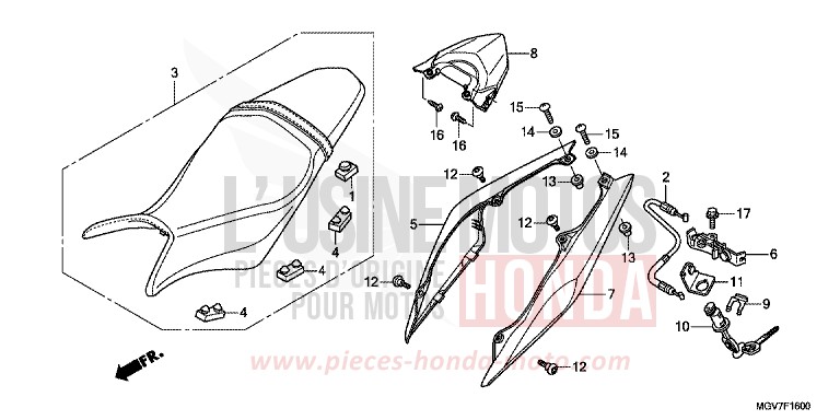 SEAT/REAR COWL for CBR600F PEARL NIGHTSTAR BLACK (NHA84) from 2011