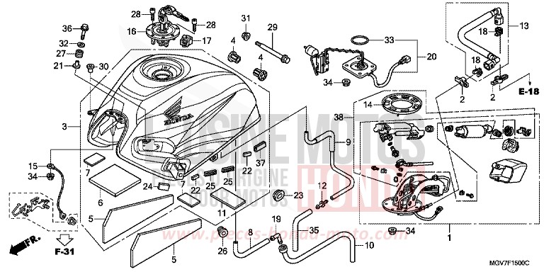 FUEL TANK for CBR600F PEARL COOL WHITE (NHA16K) from 2012