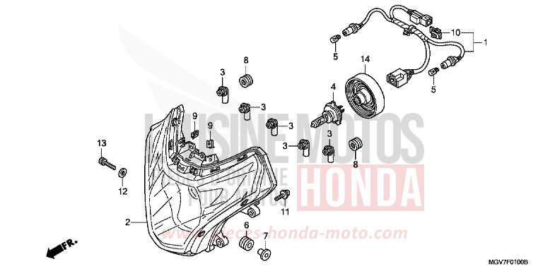 HEADLIGHT for CBR600F PEARL COOL WHITE (NHA16) from 2012