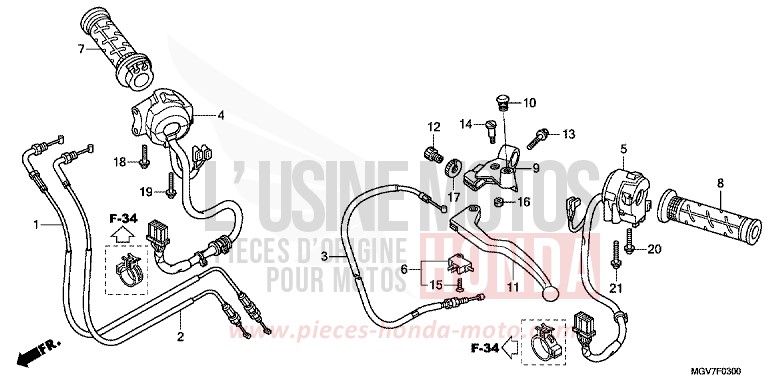 HANDLE LEVER/SWITCH/CABLE for CBR600F PEARL COOL WHITE (NHA16) from 2012