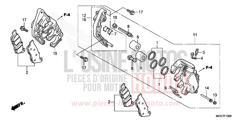 FRONT BRAKE CALIPER (CBR600F) for CBR600F PEARL COOL WHITE (NHA16) from 2012