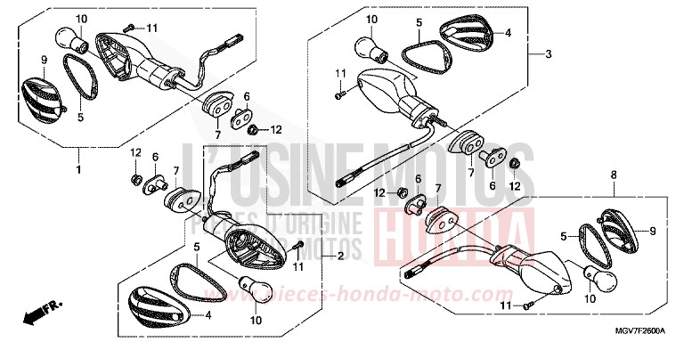 WINKER for CBR600F PEARL COOL WHITE (NHA16) from 2012