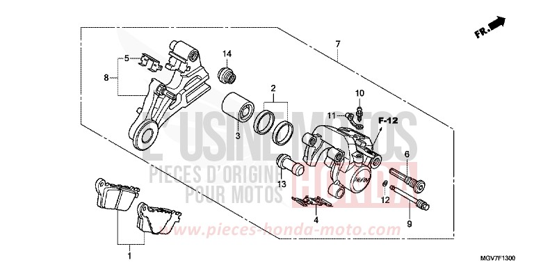 REAR BRAKE CALIPER (CBR600F) for CBR600F PEARL NIGHTSTAR BLACK (NHA84) from 2012