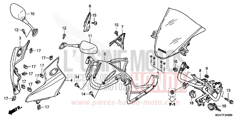 UPPER COWL for CBR600F PEARL NIGHTSTAR BLACK (NHA84) from 2012