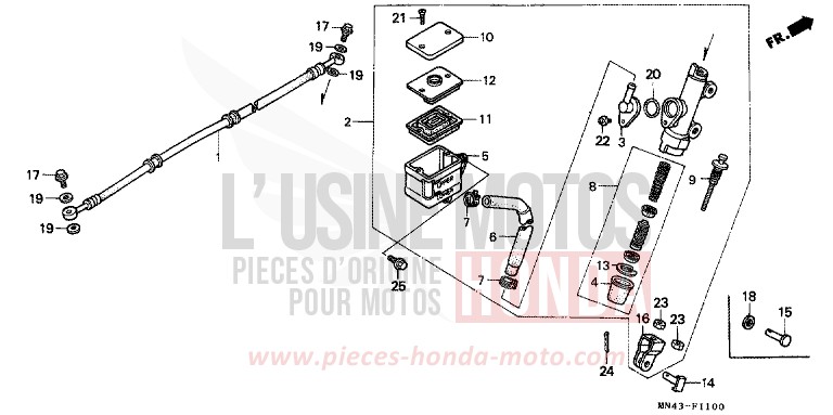 REAR BRAKE MASTER CYLINDER for CBR600F BLACK (NH1K) from 1987