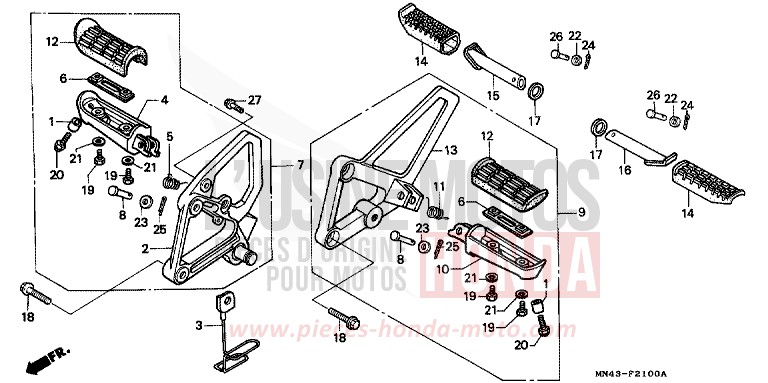 PEDANA per CBR600F BLACK (NH1K) del 1987