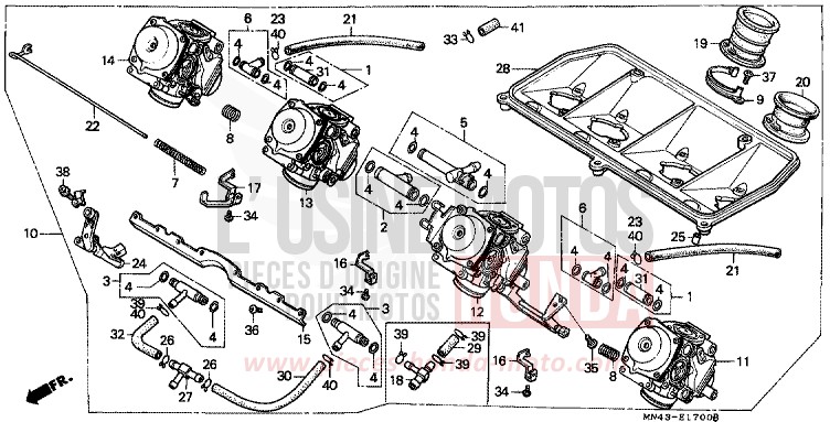 CARBURETOR (ASSY.) for CBR600F CANDY WAVE BLUE (PB161E) from 1987
