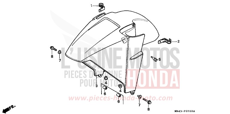 PARAFANGO ANTERIORE per CBR600F FIGHTING RED (R134A) del 1987