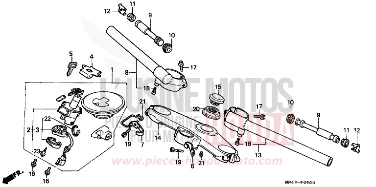HANDLE PIPE/TOP BRIDGE for CBR600F NH206H (NH206H) from 1987