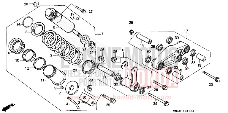 REAR CUSHION (1) for CBR600F NH206H (NH206H) from 1987