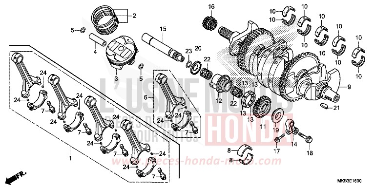 CRANKSHAFT/PISTON for CBR1000SP VIBRANT ORANGE (YR250X) from 2015