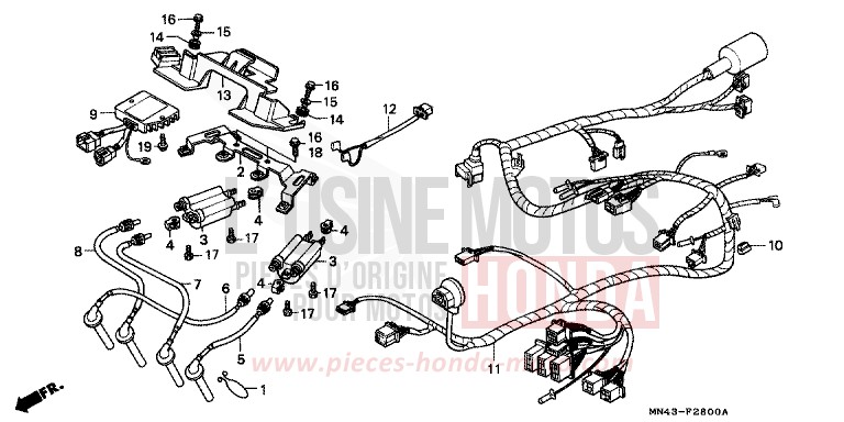 WIRE HARNESS for CBR600F BLACK (NH1K) from 1988