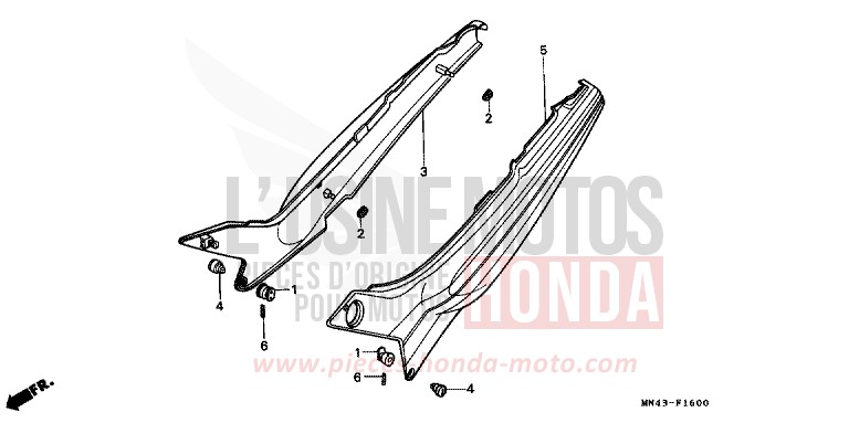 SIDE COVER for CBR600F FIGHTING RED (R134A) from 1988