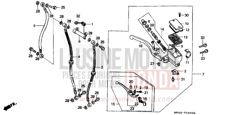 FR. BRAKE MASTER CYLINDER for CBR600F NH206H (NH206H) from 1988