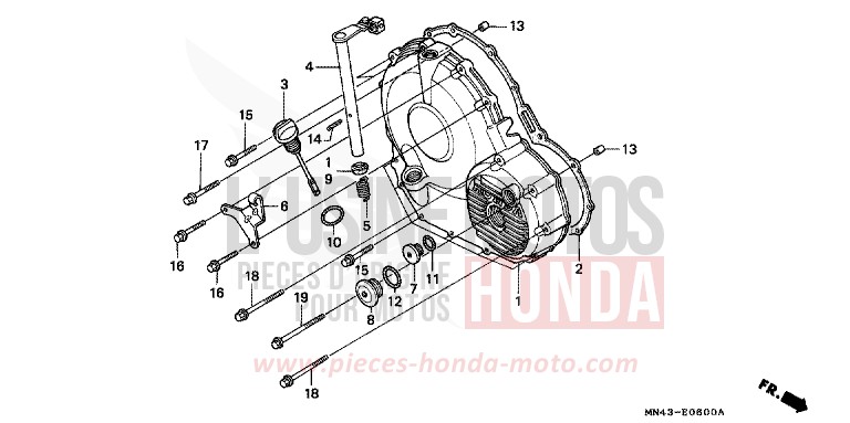 RIGHT CRANKCASE COVER for CBR600F PEARL CRYSTAL WHITE (NH193H) from 1988
