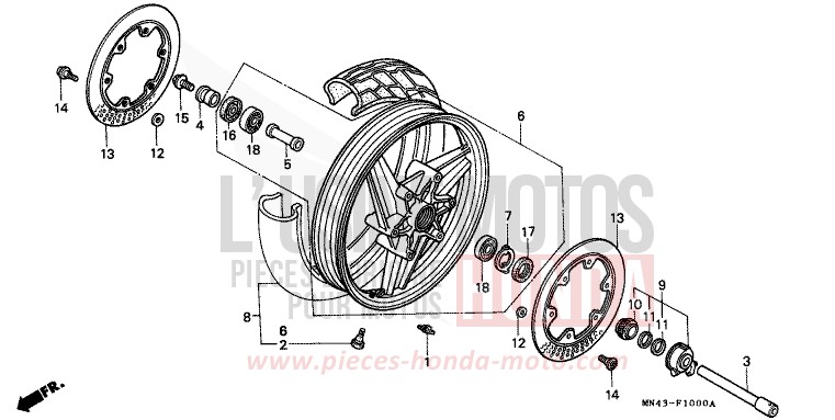 FRONT WHEEL for CBR600F PEARL CRYSTAL WHITE (NH193H) from 1988