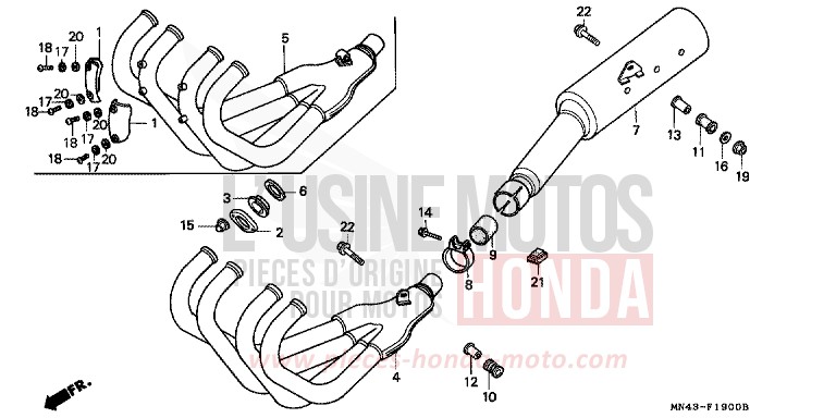 EXHAUST MUFFLER for CBR600F BLACK (NH1K) from 1989