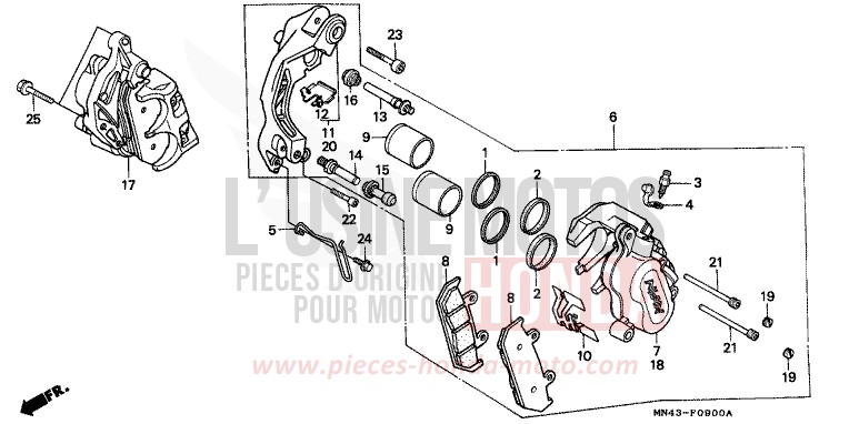 FRONT BRAKE CALIPER for CBR600F CANDY WAVE BLUE (PB161E) from 1989