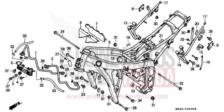 FRAME BODY/OIL COOLER for CBR600F CANDY WAVE BLUE (PB161E) from 1989