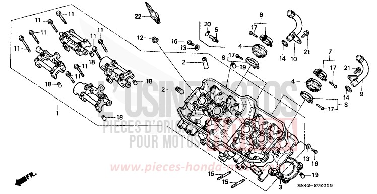 CYLINDER HEAD for CBR600F FIGHTING RED (R134A) from 1989