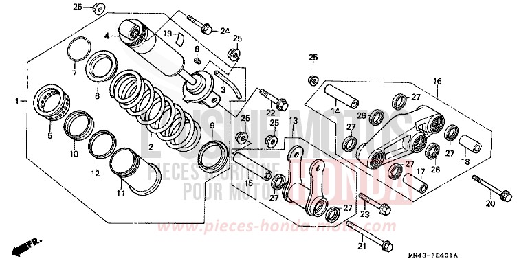 REAR CUSHION (2) for CBR600F FIGHTING RED (R134A) from 1989