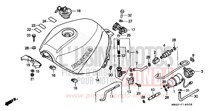 FUEL TANK for CBR600F FURIOUS RED (R167A) from 1989