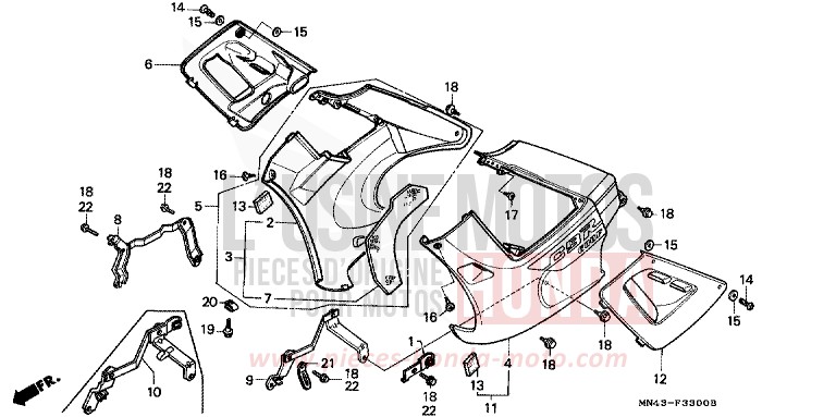 LOWER COWL for CBR600F FURIOUS RED (R167A) from 1989