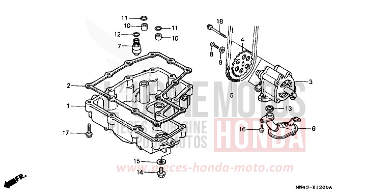 OIL PAN/OIL PUMP for CBR600F NH206H (NH206H) from 1989