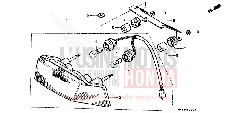 TAILLIGHT for CBR600F PEARL CRYSTAL WHITE (NH193H) from 1989