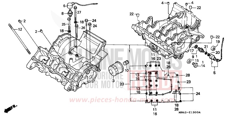 CRANKCASE SET for CBR600F BLACK (NH1K) from 1990