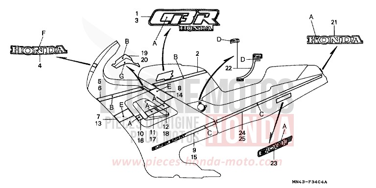 STRISCIA (5) per CBR600F BLACK (NH1K) del 1990