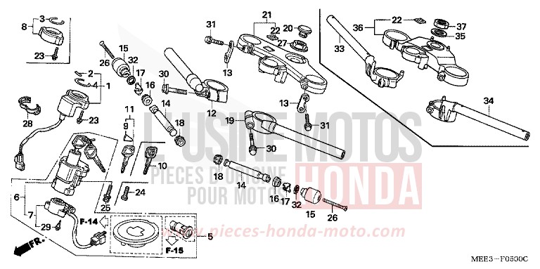 HANDLE PIPE/TOP BRIDGE for CBR600RR NOIR (NH1) from 2003