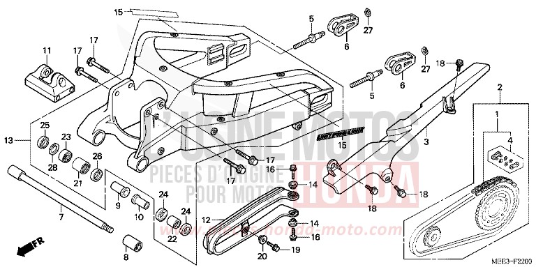 SWINGARM (CBR600RR3/4) for CBR600RR NOIR (NH1) from 2003