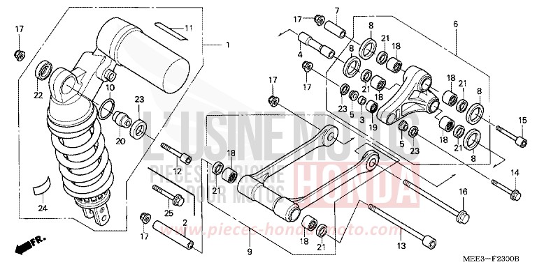 REAR CUSHION for CBR600RR NOIR (NH1) from 2003