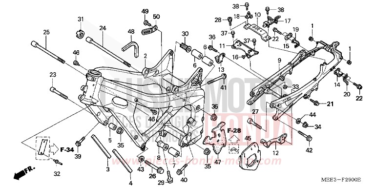 FRAME BODY (CBR600RR3/4) for CBR600RR ITALIAN RED (R157) from 2003