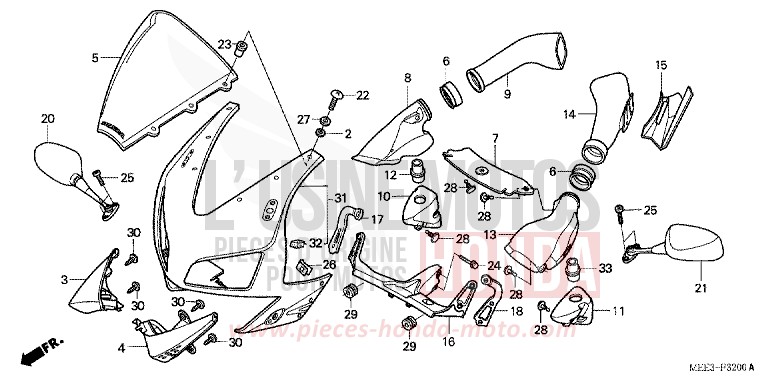 UPPER COWL (CBR600RR3/4) for CBR600RR PEARL FLASH YELLOW (Y163) from 2003