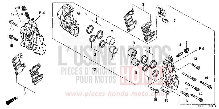 FRONT BRAKE CALIPER (CBR600RR3/4) for CBR600RR CANDY TAHITIAN BLUE (PB215) from 2004