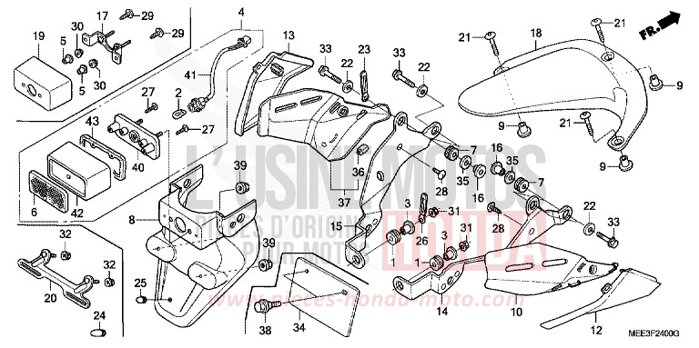REAR FENDER (CBR600RR3/4) for CBR600RR CANDY TAHITIAN BLUE (PB215) from 2004