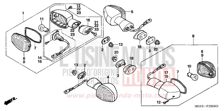 WINKER (EXCEPT CM) for CBR600RR ITALIAN RED (R157B) from 2004