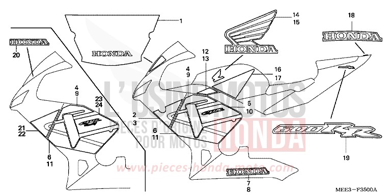 STRIPE (1) for CBR600RR ITALIAN RED (R157B) from 2004
