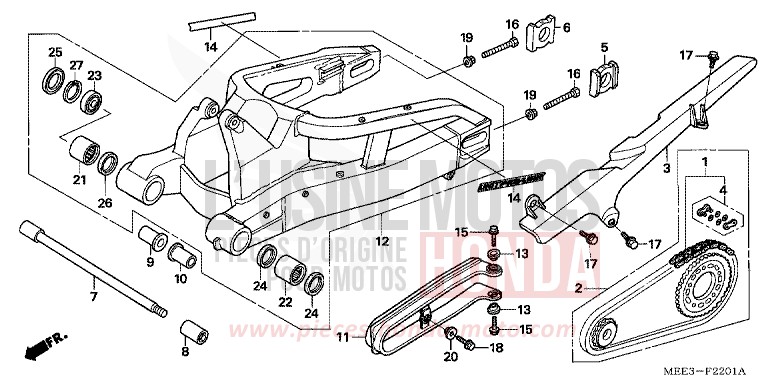 SWINGARM (CBR600RR5/6) for CBR600RR NOIR (NH1) from 2005