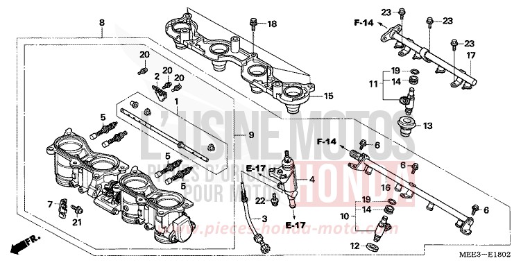 THROTTLE BODY (CBR600RR5/6) for CBR600RR ITALIAN RED (R157) from 2005