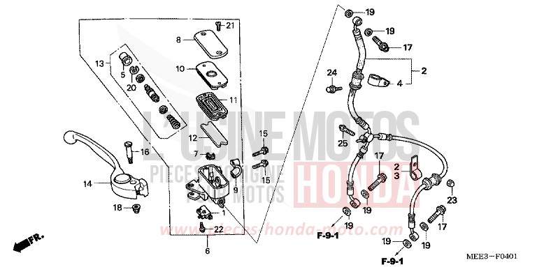 FR. BRAKE MASTER CYLINDER (CBR600RR5/6) for CBR600RR ITALIAN RED (R157) from 2005
