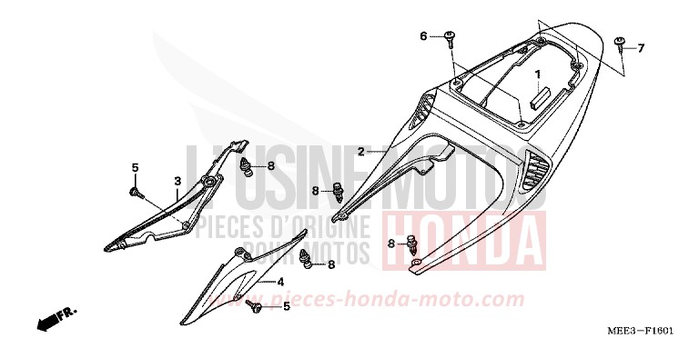 REAR COWL (CBR600RR5/6) for CBR600RR ITALIAN RED (R157) from 2005