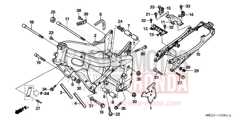 FRAME BODY (CBR600RR5/6) for CBR600RR CANDY TAHITIAN BLUE (PB215B) from 2006